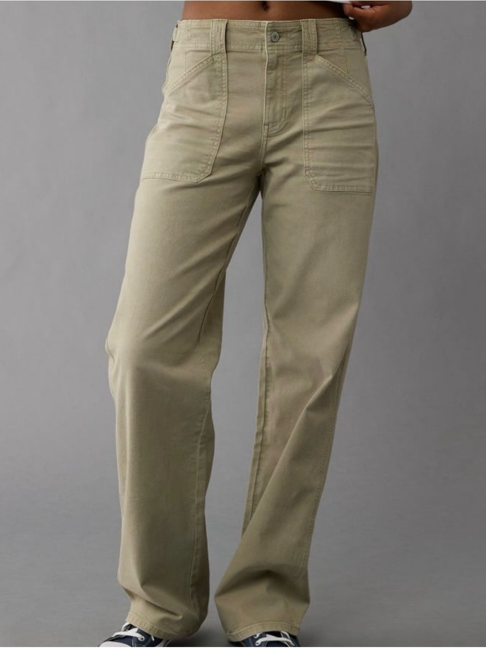 American Eagle Outfitters Women's Khaki Straight-Leg Chinos